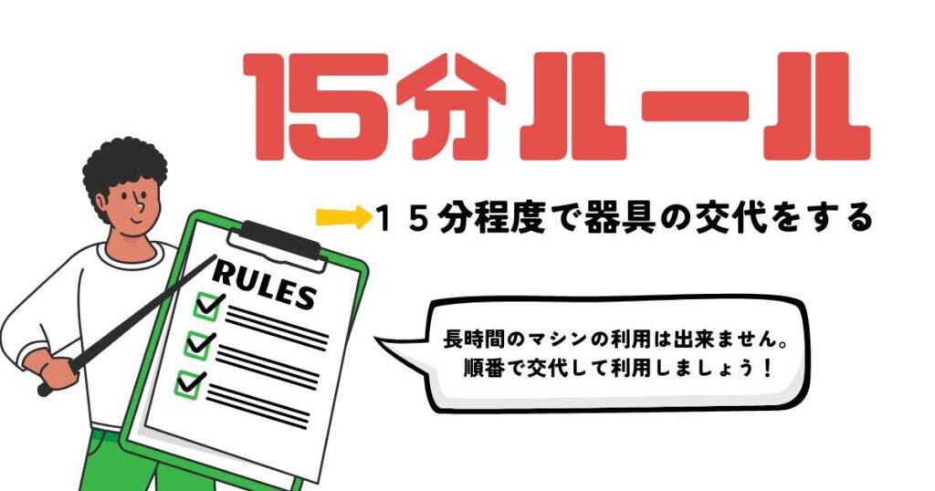 マシンには15分ルールがある