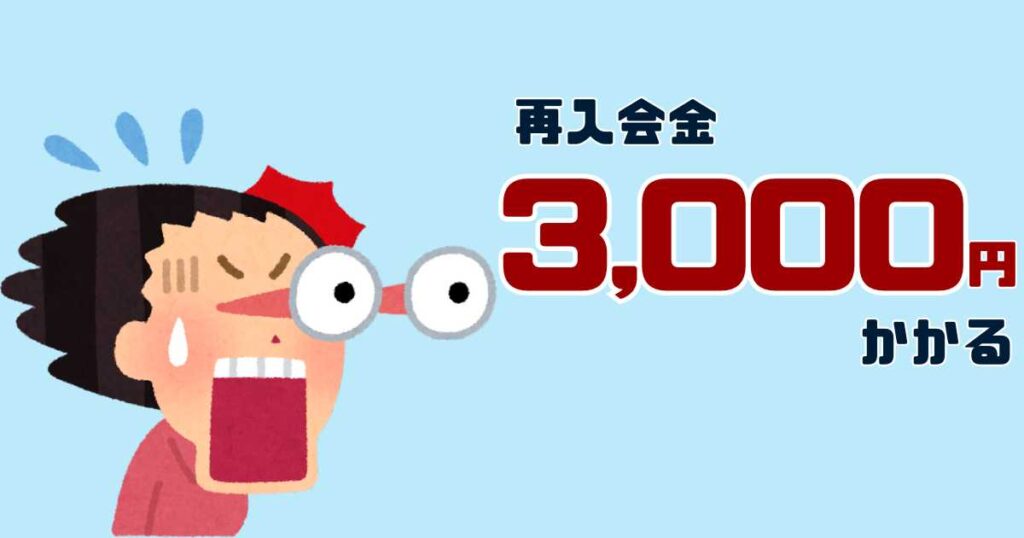 再入会は3,000円かかる