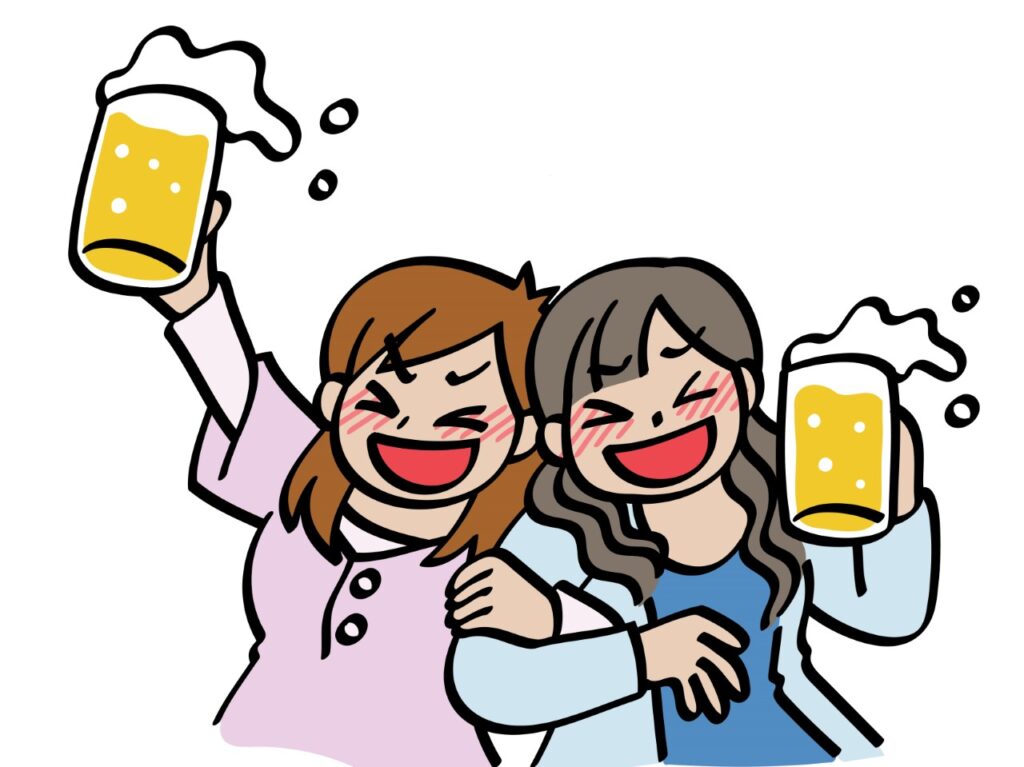 ビール飲む女性