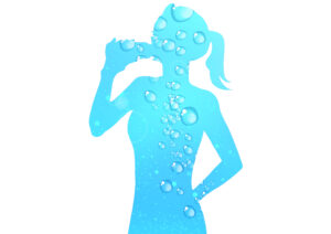 水を飲む女性のシルエット